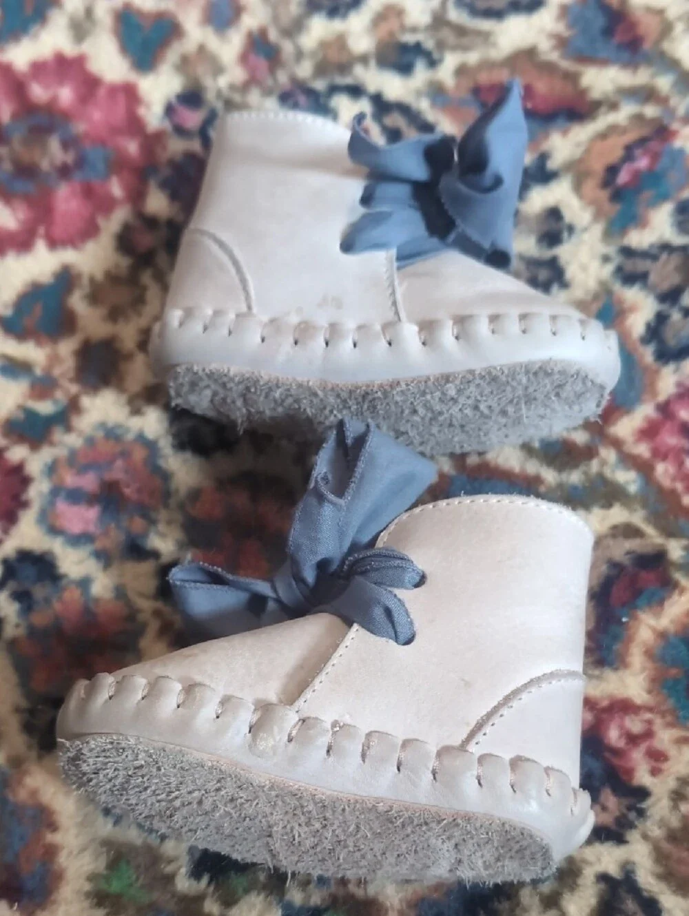 Donsje Suede Booties With Blue Tie